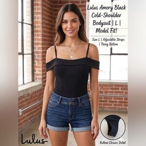 Lulus, Amory Cold-Shoulder Bodysuit, Women's, Large, Chic, NWOT